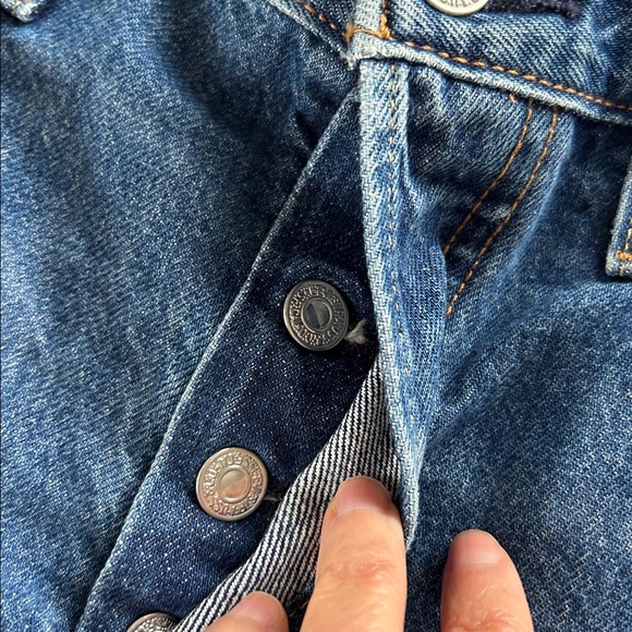 Levi’s 501 med dark distressed, cut off classic denim jean shorts 27” - Picture 6 of 10